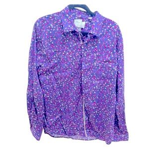 NEW MEN'S PAPER DENIM AND CLOTH LONG SLEEVE FLORAL BUTTON UP SHIRT